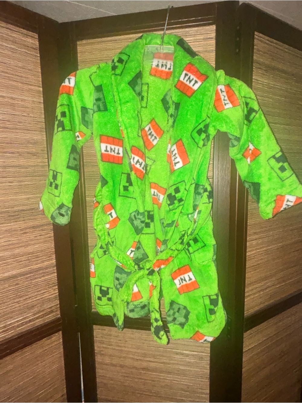 Kids' Green Minecraft TNT & Creeper Plush Robe
